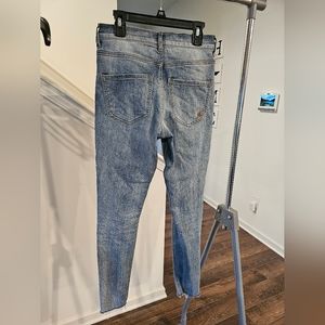 Express distressed jeggings, high rise